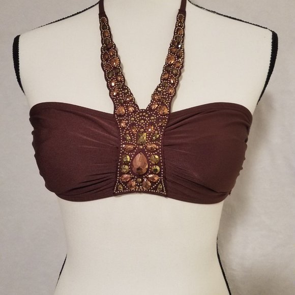 H&M Other - H&M Brown Bandeau Bikini w/ Jeweled Detail